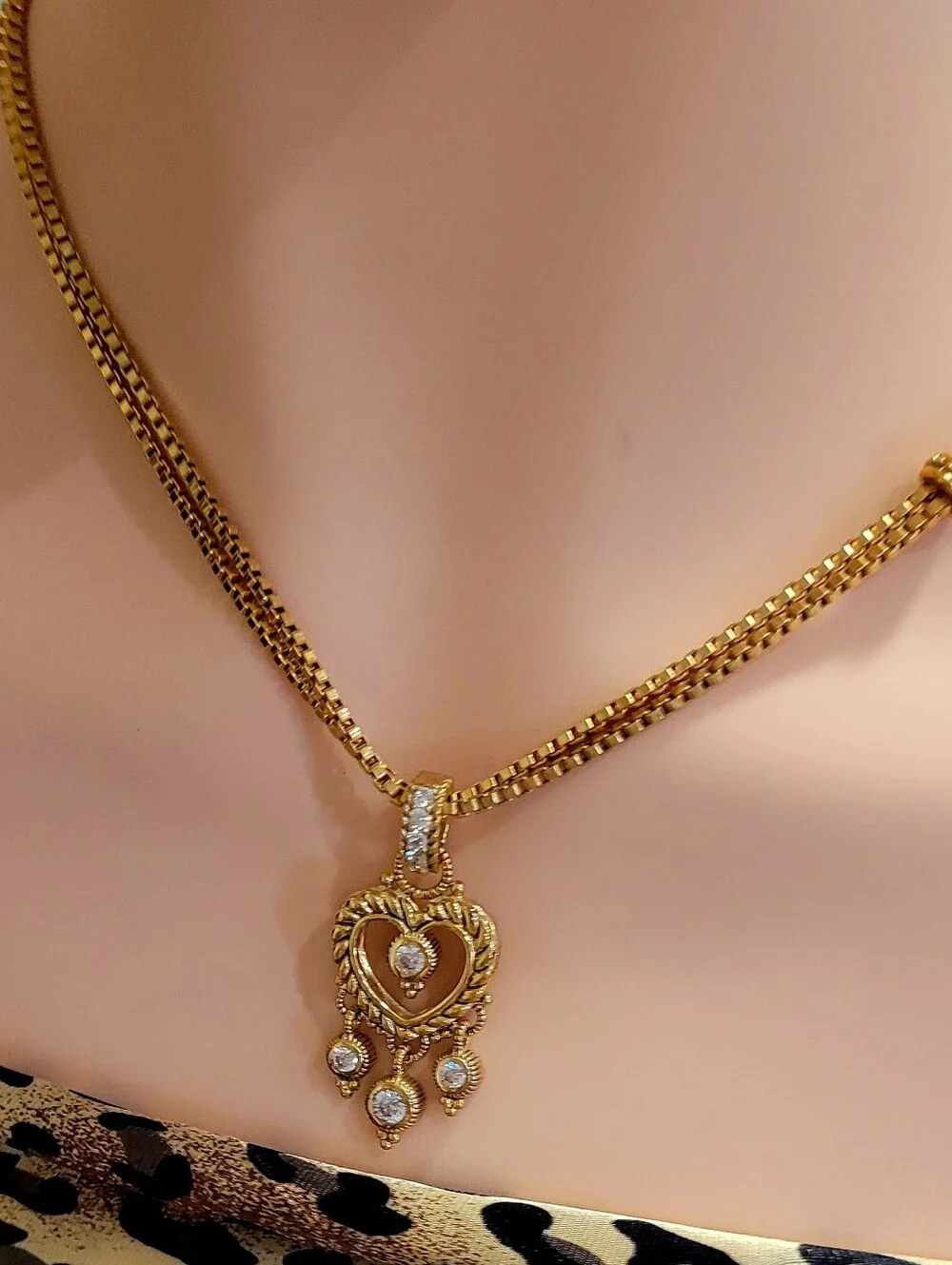 Judith Ripka,Rare Find Signature Textured Gold-tone Heart-Diamonique Necklace 18 - Picture 17 of 17